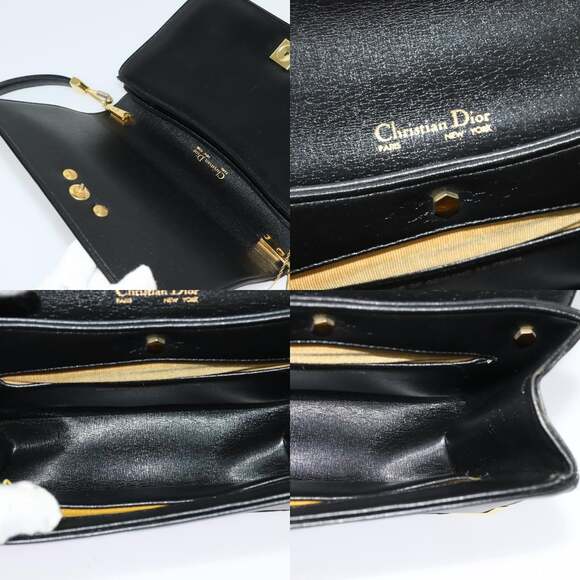 DIOR Shoulder Bag Leather Black Gold - Picture 11 of 14